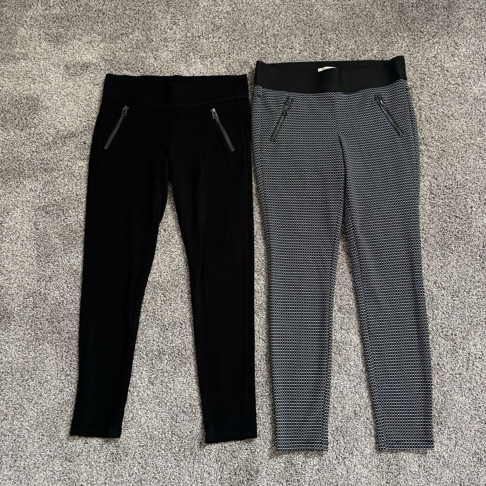 Set Of 2 Rewind Pull On Leggings Zipper Accent Women’s Size Large Bundle Lot